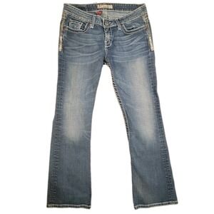 BKE Madison Jeans Womens 29x31 Stretch‎ Flap Pocket Thick Stitch Bootcut Denim
